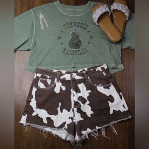 Cow-print shorts